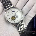 High Quality Copy Vacheron Constantin Moon Phase Watch Stainless Steel White Face